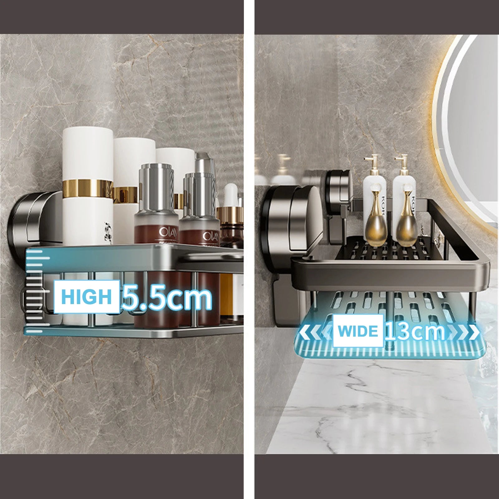 Bathroom Suction Cup Storage Rack Without Drilling Kitchen Toilet Shower Room Shampoo Holder Wall Mount Organizer Bathroom Shelf