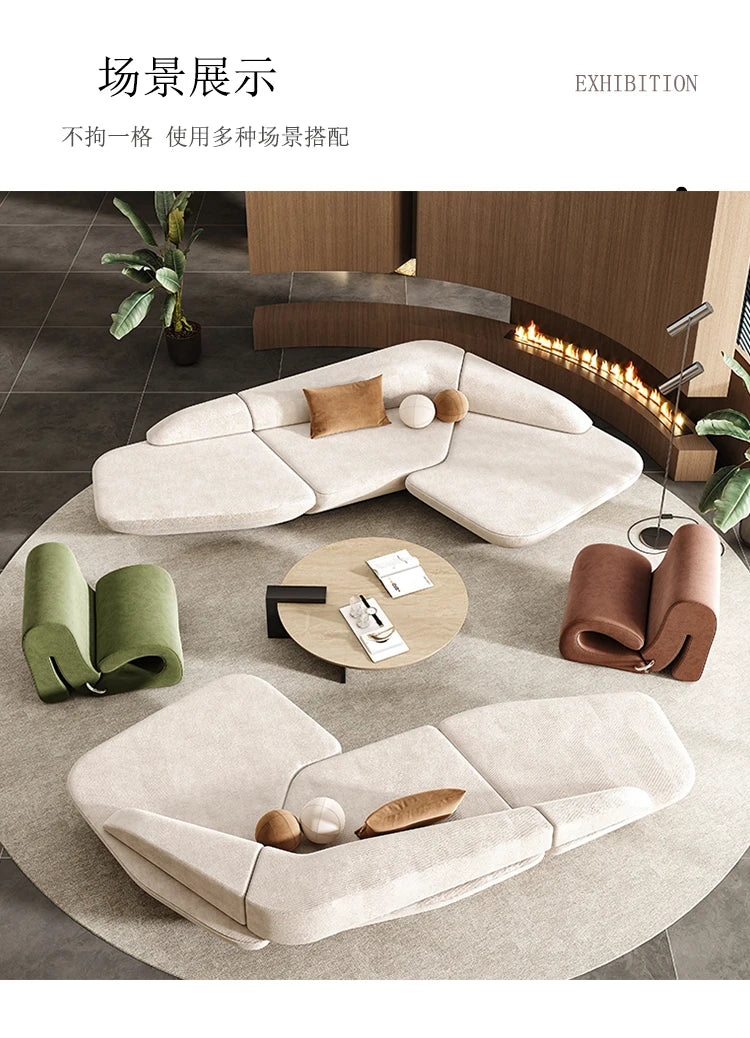 Aesthetics Curved Luxury Sofa Leisure Reception Corner Cute Sofa Office Negotiation Designer Art Muebles Entrance Hall Furniture
