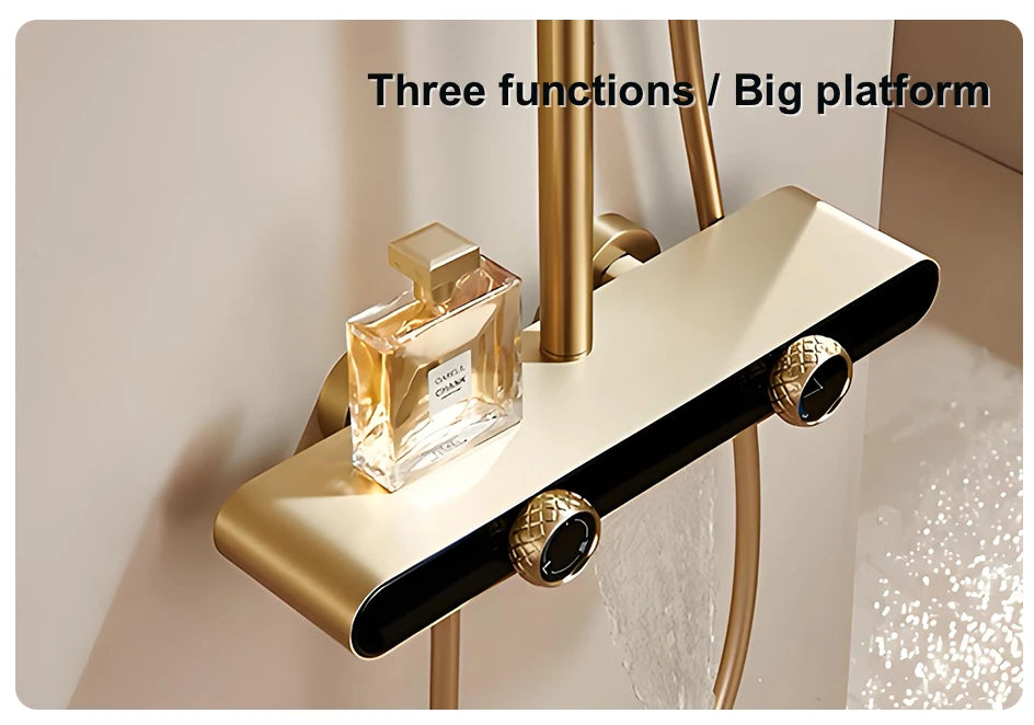 VGX Gold Shower System Set Bathroom Shower Faucet Set 3-way Rainfall Shower Set Shower Mixer Crane with Hand Shower Set White