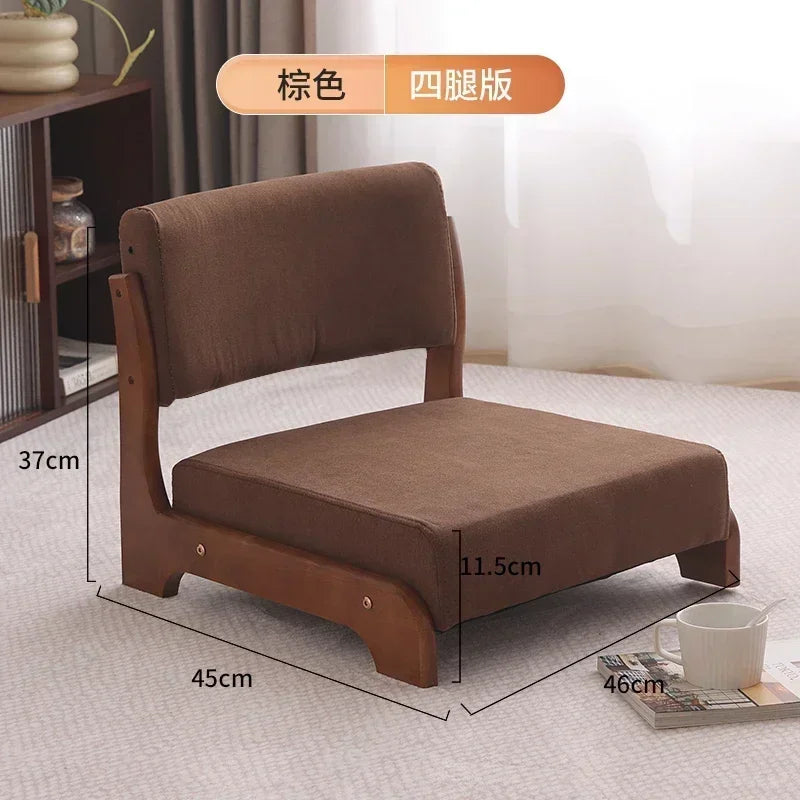 Japanese Tatami Chair Backrest Solid Wood Bed Legless Seat Bay Window Single Lazy Sofa Floor Chair Bedroom Sitting Furniture