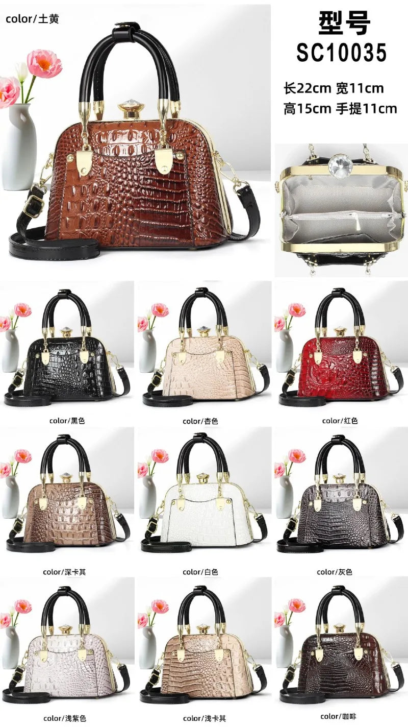 2025 New Luxury Handbags Women Bags Designer Crocodile Pattern Ladies Boston Shoulder Bag High Quality Womens Casual Tote Bag