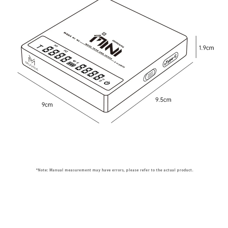 MUVNA Mini Digital Wood scale, Professional Electronic Coffee Scale for Espresso/Hand Drip Coffee 0.1g of high-precision, 2kg