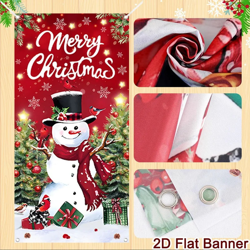 Merry Christmas Porch Door Banner Hanging Ornament Christmas Decoration For Home 2025 Xmas Flag Navidad Noel Gifts New Year 2026