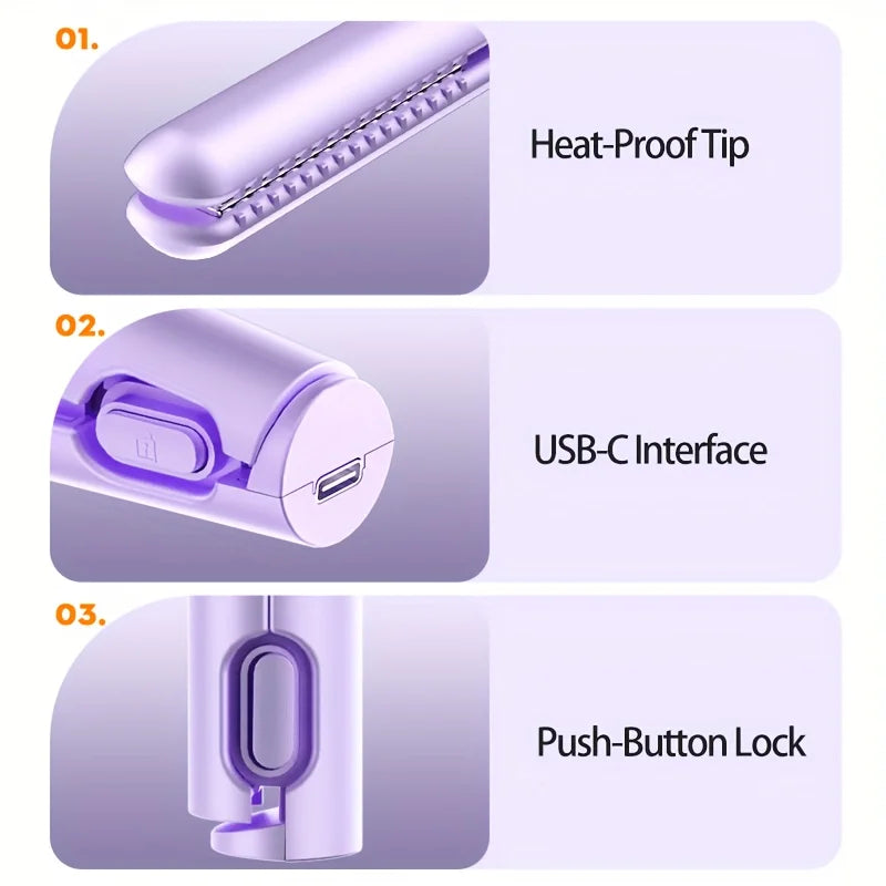Portable Mini Hair Straightener Lightweight 180 Degrees Celsius Constant Temperature Control, Suitable for Bangs and Short Hair