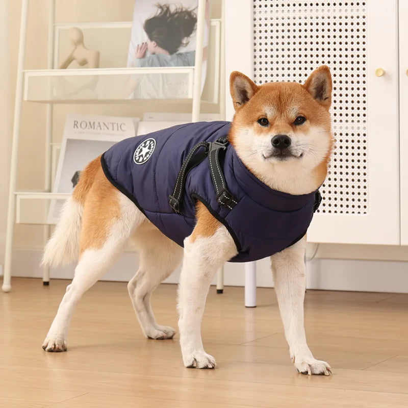 Winter Dog Clothes Puppy Cat Coat with Harness Waterproof Warm Cotton Jacket for Small Large Dogs Reflective Vest Pet Apparel