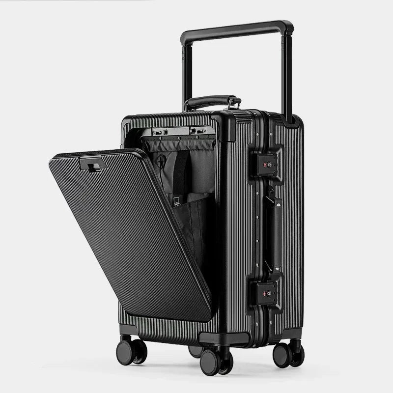 24"26 Inch Travel Suitcase Aluminum frame Wide Trolley Case Carry-on Luggage with Cup Holder 20Inch Boarding Box Rolling Luggage