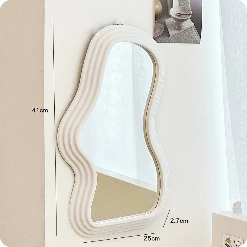 Wavy Wall Mirror Items Girls Small Floor Funky Cloud White Cute Mirror Men Nordic Korean Plastic Espelhos Home Decorations Cheap