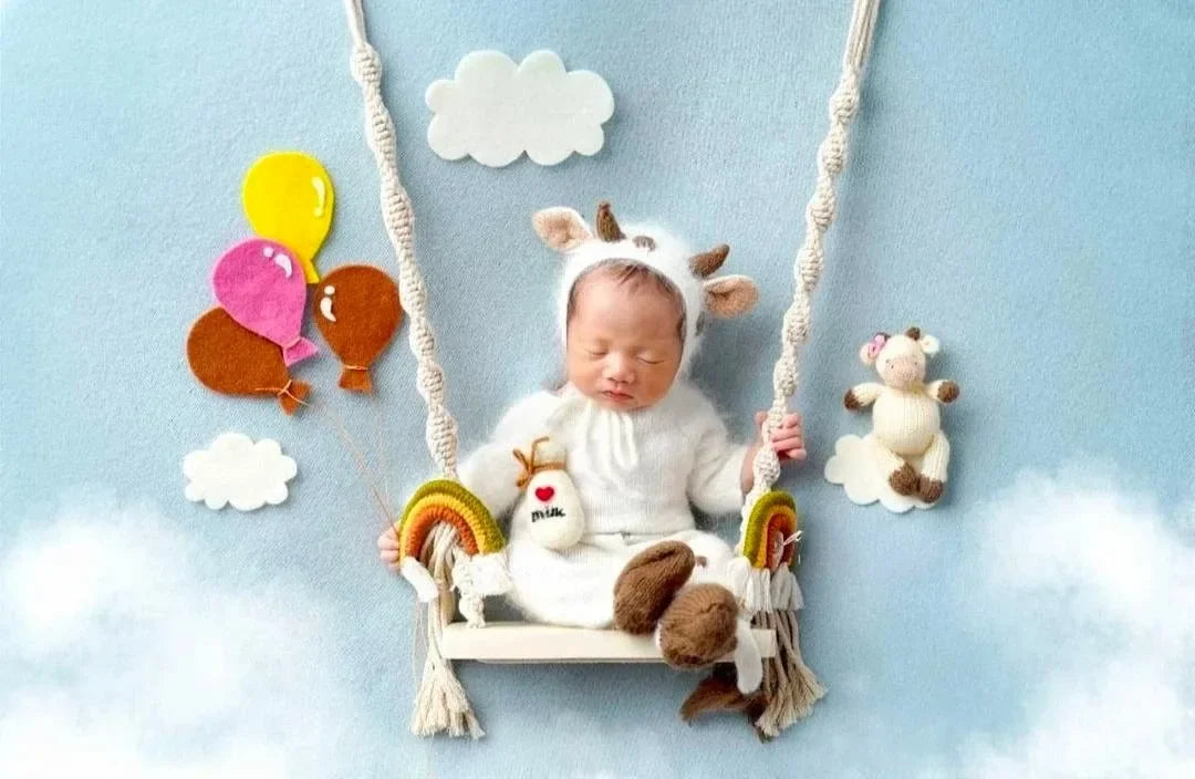 Baby Photography Props Newborn Swing Chair Wooden Furniture Infants Photo Shooting Prop Accessories Baby Photo Props Swings