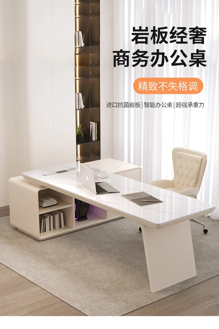 White minimalist office desk modern Elegant high-end design executive desk Mid century luxurymesa ordenador interior furniture