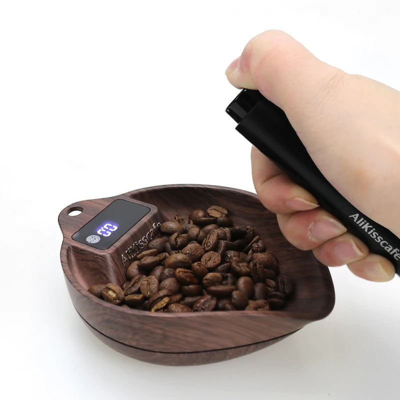 AliKisscafe Coffee Scale Electronic Bean Measuring Scale ABS Espresso Weighing Display Tray Spray 0.1g Kitchen Barista Accessory