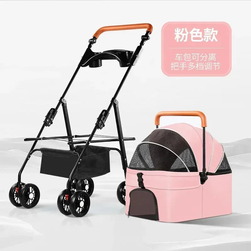 Pet Stroller Dog Cat Large and Small Dog Out Pet Cart Outdoor Travel Lightweight Foldable Cat Supplies