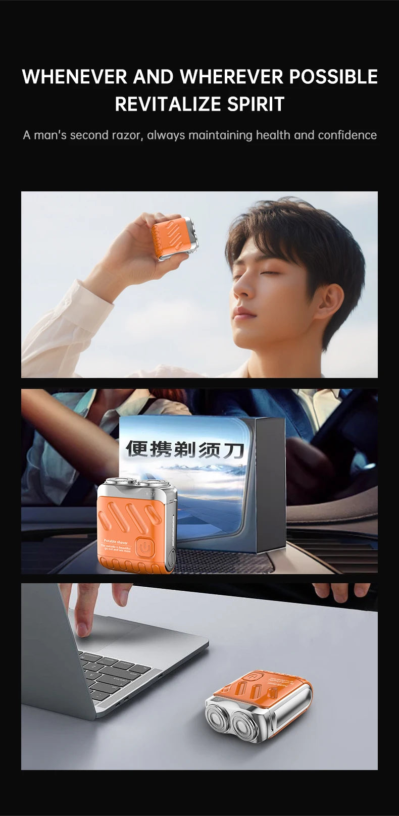 Mini Electric Shaver Dual Head Waterproof Type-C Rechargeable Shaver Travel Rotary Razor Men's Portable Hair Beard Trimmer Tool