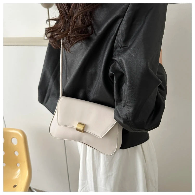 Simple Metal Buckle Handbag MessengerBag, Stylish and Versatile Shoulder Underarm Bag, Chic Baguette Bags for Women Daily Use