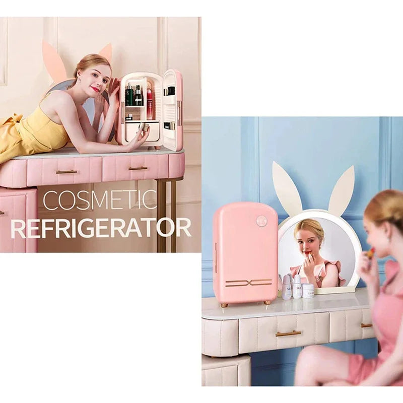 Mini Skin Care Fridge Makeup Cooler 8-18°C Constant Temperature LED Light Beauty Refrigerator for Bedroom Skin Care & Cosmetics