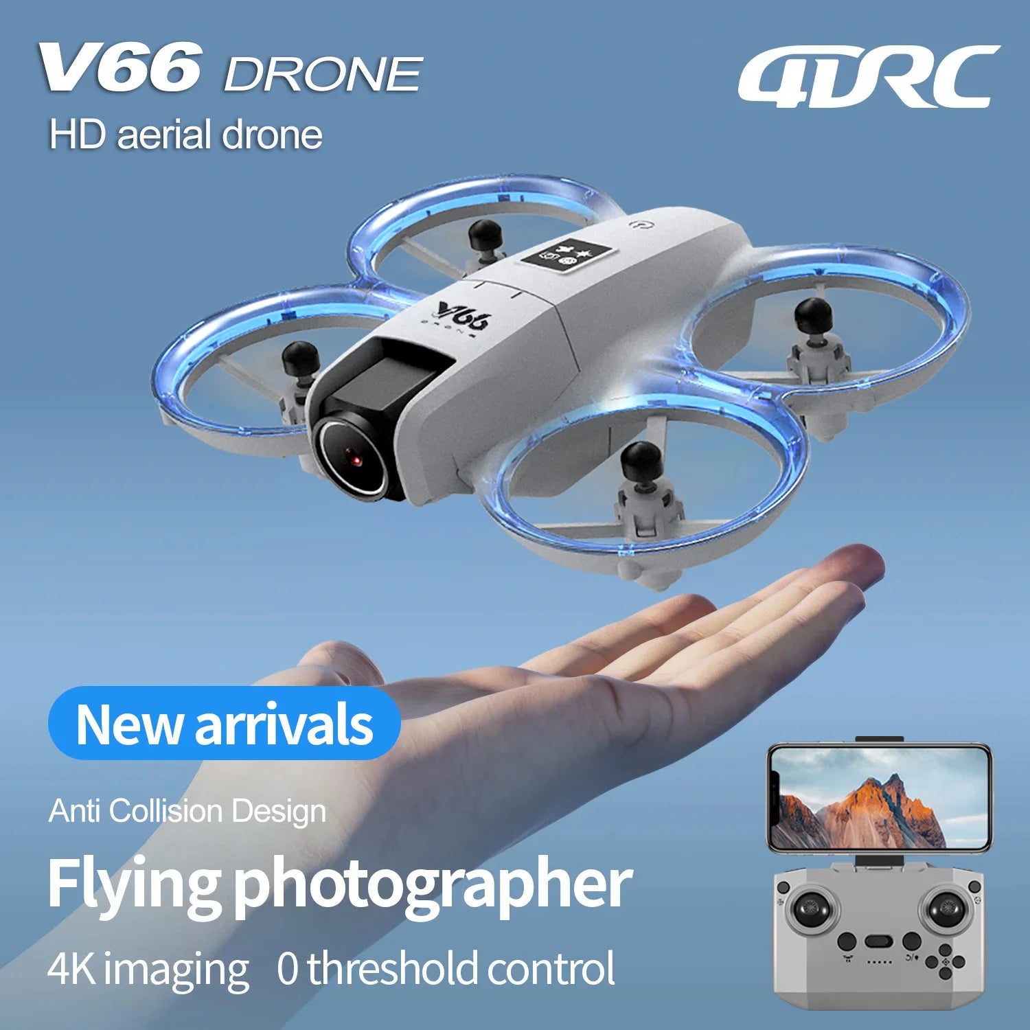 New V66 Mini Drone HD Camera 4K 1080P 180 ° Lens Wifi FPV Dron Professional Obstacle Avoidance Helicopter RC Quadcopter Toys