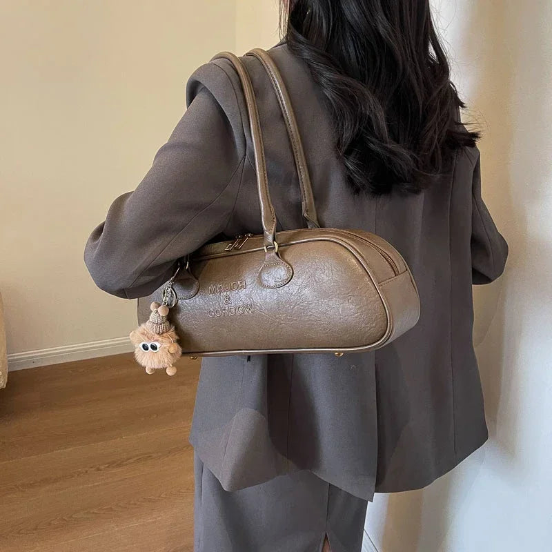 Pu Solid Sewing Zipper Shoulder Bags Soft Baguette Type 2024 High Quality Bags for Women Large Capacity Women's Handbags