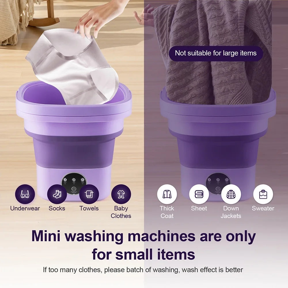 6.5L Small Folding Washing Machine Portable Washing Machine Automatic Modes Laundry Clothes Laundry Bucket Washing Machine