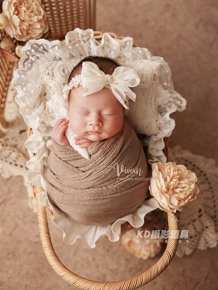 0-1month Newborn Photography Props Baby Girl Boy Cradle Prop Knitted Pompom Hat Posing Pillows Infants Studio Shooting Accessori