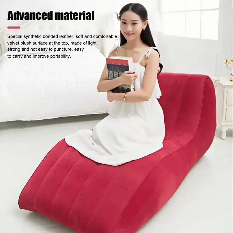 Outdoor Camping Folding Air Chair - Reclining Massage Chair | Indoor Double Inflatable Sofa Bed with Electric Pump