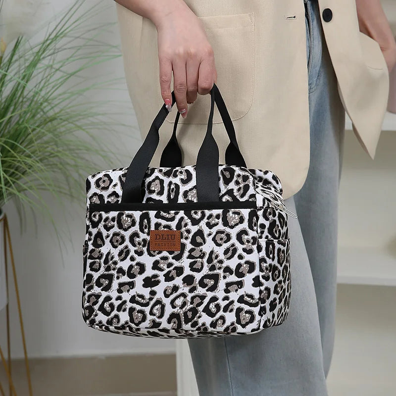 Thickened Nylon Fabric Lunch Bag with Aluminum Foil Inner Large Capacity Portable Lunch Box Storage Bag for Work Picnic Scho