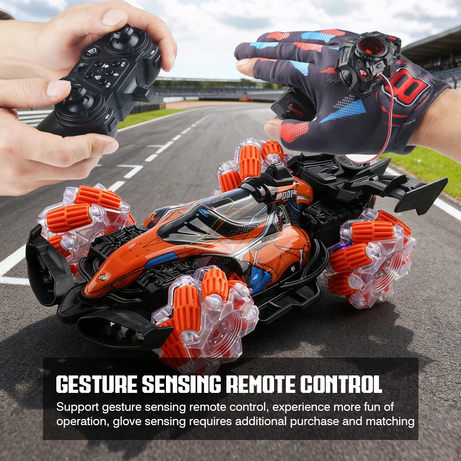 Colorful lights spray stunt racing 4WD shift 2.4G wireless gesture induction racing race remote control toy car
