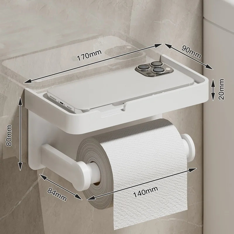 No Drill Toilet Paper Holder Wall-Mounted Aluminum Alloy Toilet Paper Holder Tissue Rack Tissue Holder Bathroom Accessories
