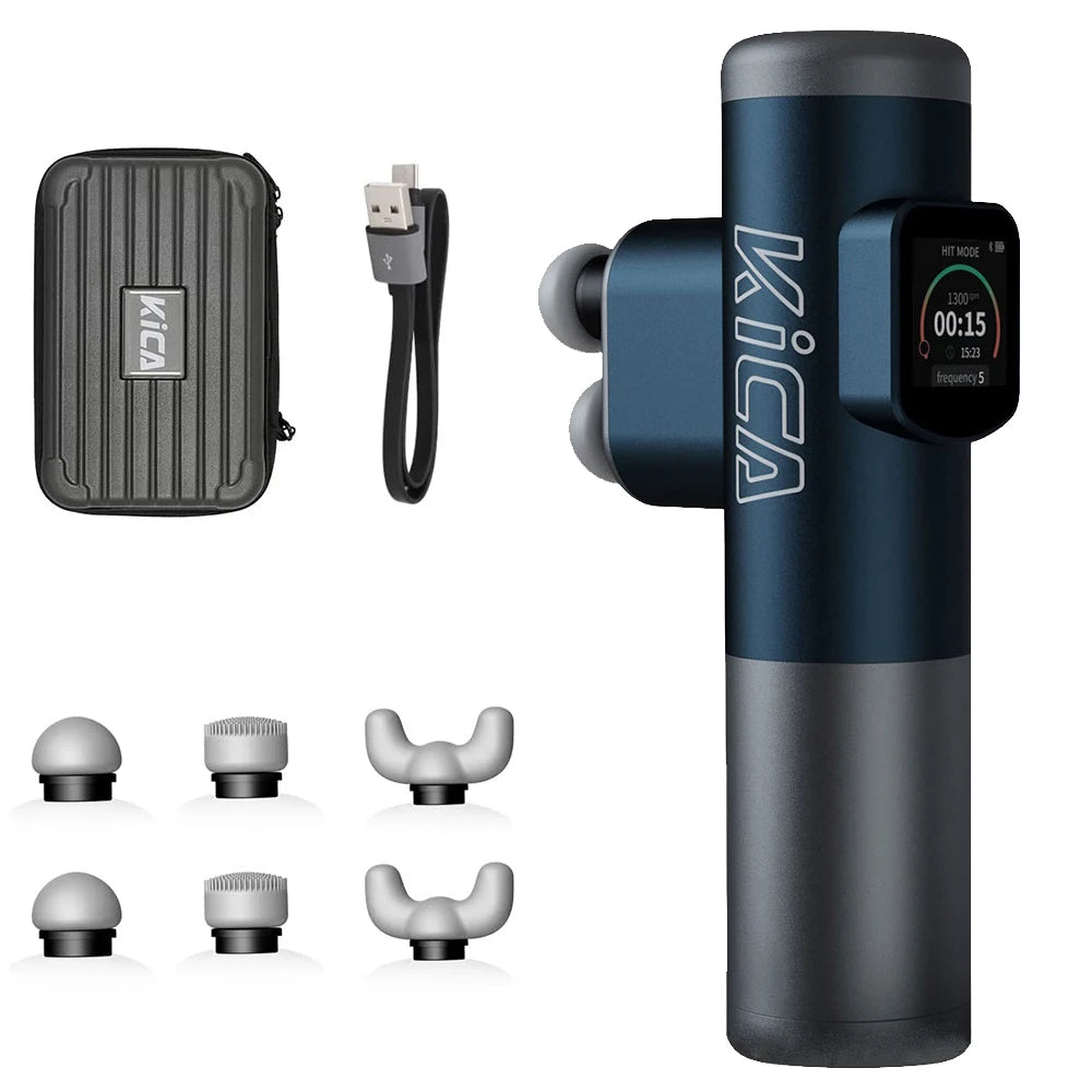 KiCA Pro Double-Head Fascia Gun with LED Display Touchscreen, Deep 13kg Impact Massage Gun, 6 Massage Heads 10 Speeds Power