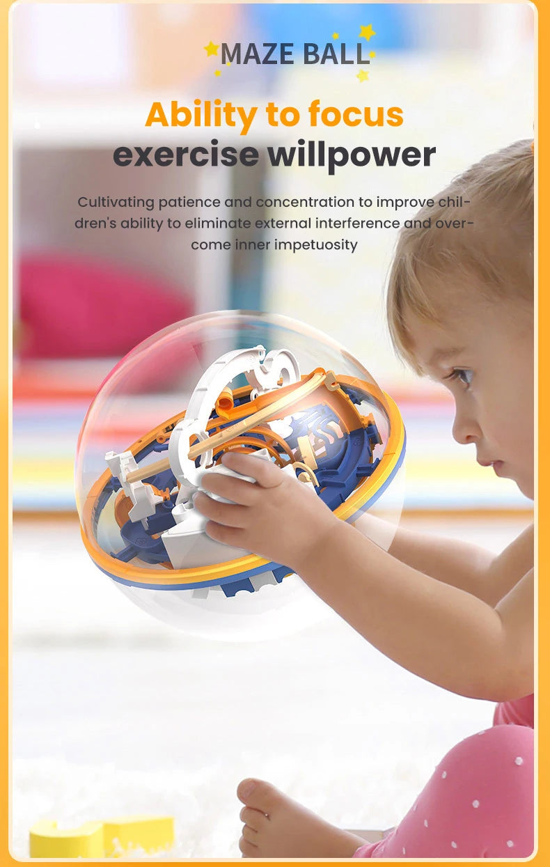 3D Puzzle Ball Maze Toy Children Challenge Obstacle Game Labyrinth Ball 3D Maze Montessori Puzzle Balance Traine Clearance Game