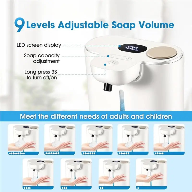 B64B-Automatic Touchless Foaming Soap Dispenser, Wall Mounted 16.9 Oz/500 Ml Rechargeable Smart Soap Dispenser