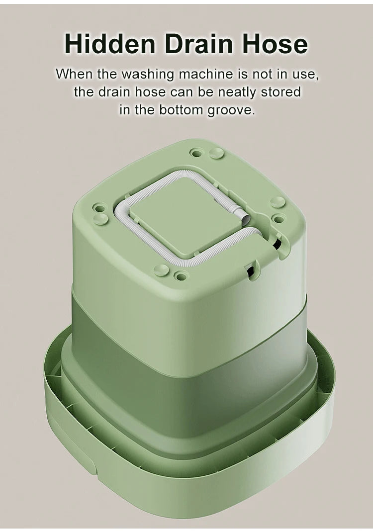 Folding Portable Washing Machine 8.5L Large Capacity Clothes Spin Dryer Bucket Travel Underwear Socks Ultrasonic Mini Washer