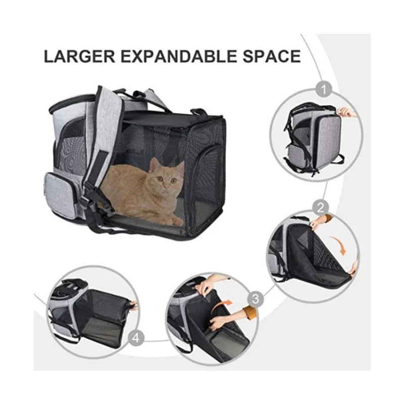 Breathable Pet Cat Carrier Backpack Foldable Expandable Large Capacity Creative Transport Travel Bag for Cats Dogs