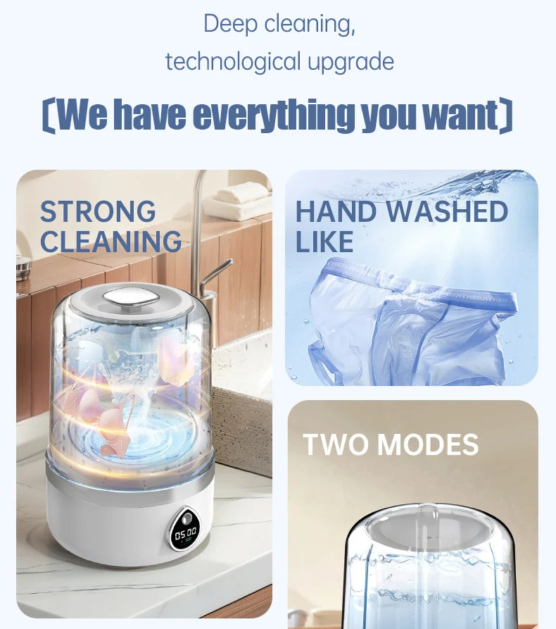 F1 portable mini washing machine with USB charging, silent and fully automatic washing machine, a must-have for dormitory travel