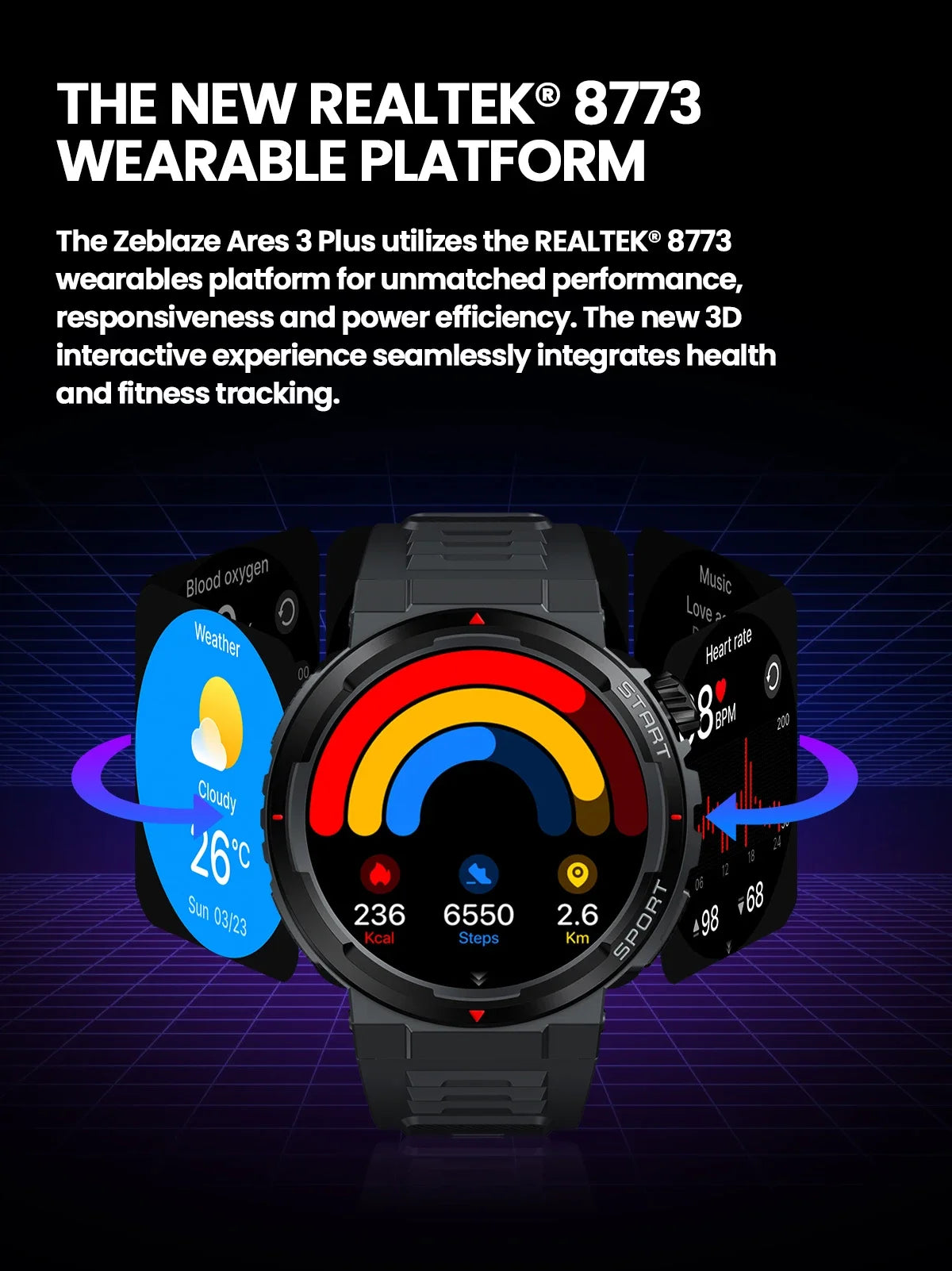New Zeblaze Ares 3 Plus 1.43'' HD AMOLED Display Voice Calling Smartwatch New 3D Interactive Health&Fitness Tracking Smart Watch