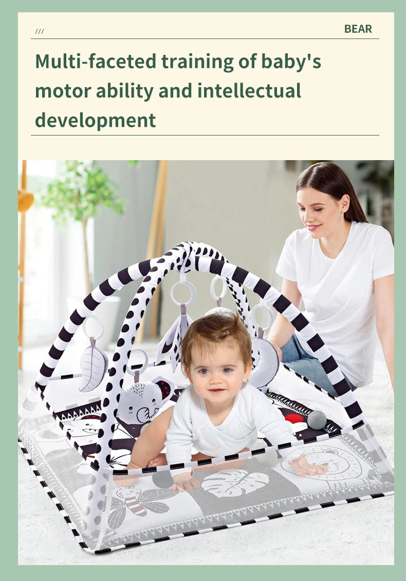 Baby Play Gym Play Mat Children Play Mat Rack Newborn Baby Activity Gym Mat 0-36 Months Tummy Time Crawling Game Blanket Toys