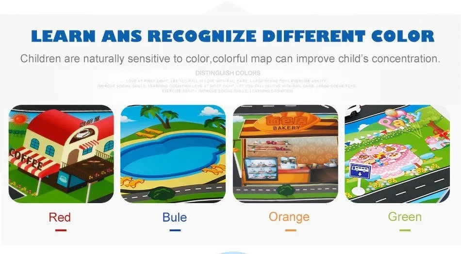 130*100cm Baby Crawling Mat for Children Cartoons Traffic Rug Indoor Toys City Road Carpet Kids Game Little Girl and Boy Playmat