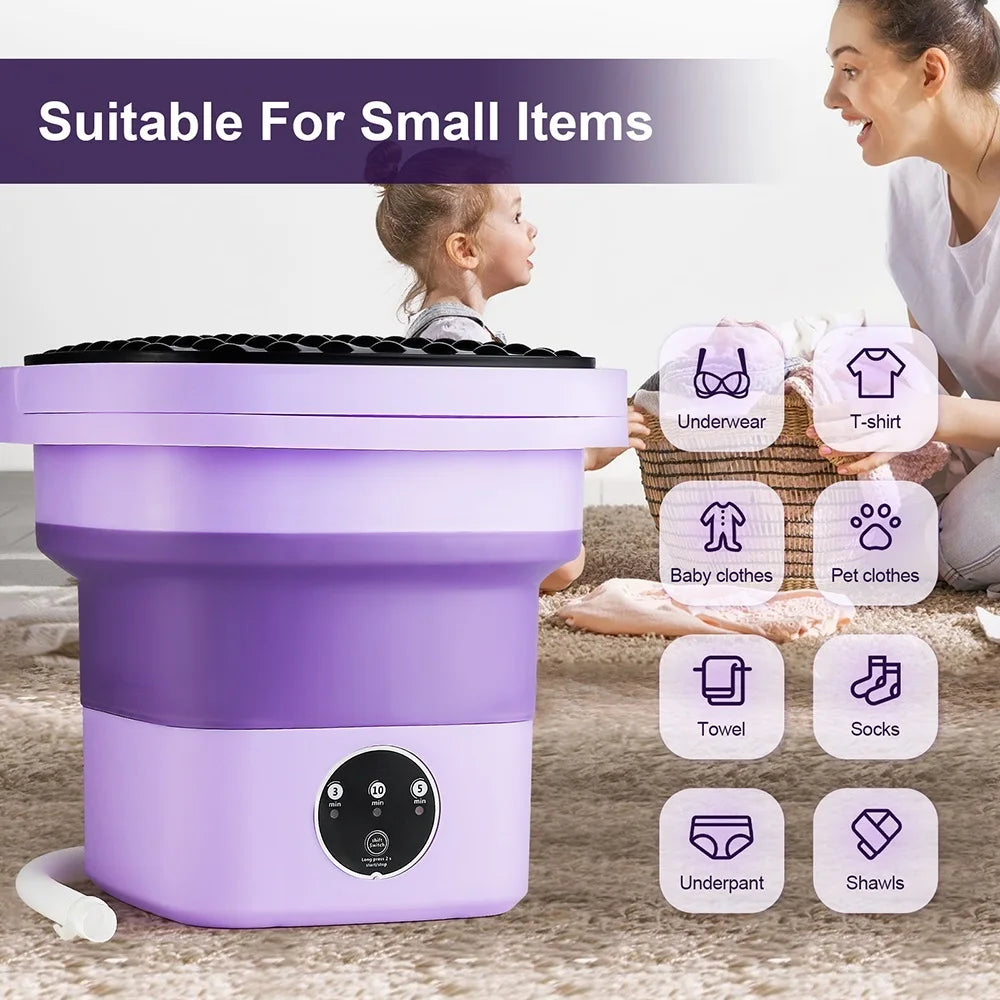 6.5L Small Folding Washing Machine Portable Washing Machine Automatic Modes Laundry Clothes Laundry Bucket Washing Machine