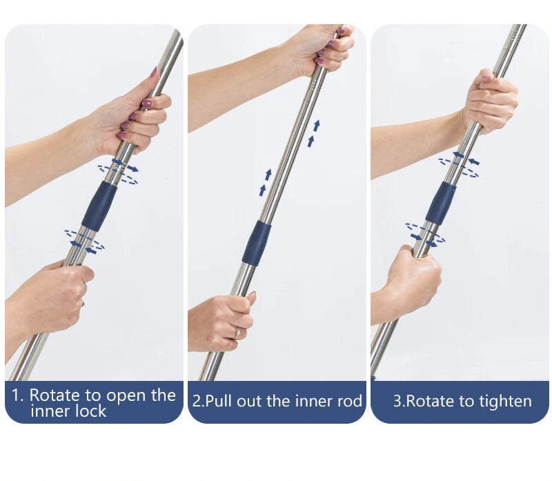 2 in 1 Window Mesh Screen Brush Window Cleaner Magic Broom Wiper Telescopic Long Handle Window Mop Squeegee Wiper Cleaning Tool