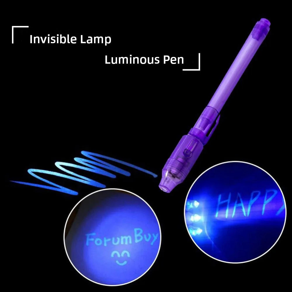 Luminous Light Pen Magic Purple 2 In 1 UV Black Light Combo Drawing Invisible Ink Pen Learning Education Toys For Child