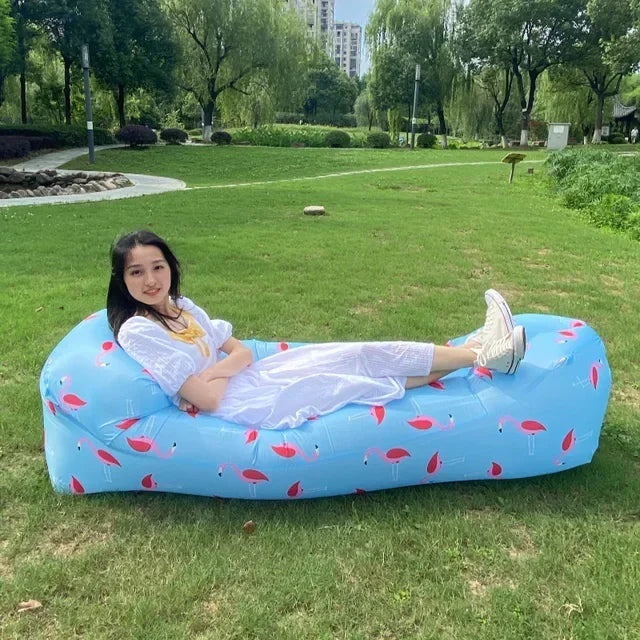 Fast Inflatable Sofa Camping Air Lounger Beach Sleeping Bag Portable Foldable Air Sofa for Travel Picnic Outdoor Lazy Bed Chair