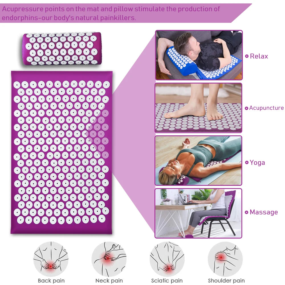 Extra Long Acupuncture Back Body Massage Yoga Sport Fitness Cushion Kuznetsov's Applicator Acupressure Spike Mat Pain Relief