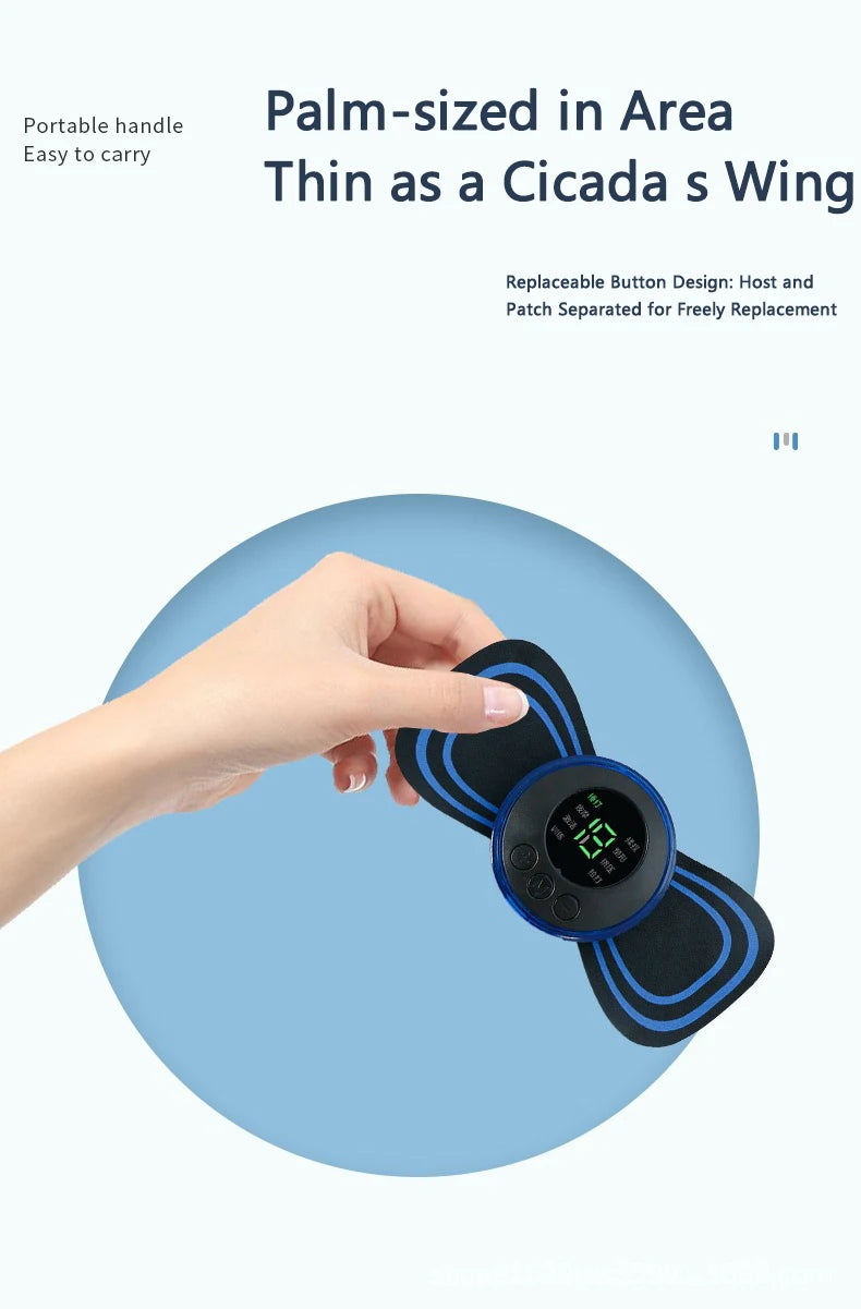 Portable Mini Massage Pad Muscle Pain Relief Micro Current Relieve Fatigue Rechargeable 8 Modes 19 Levels Slim Gel Massage Pad