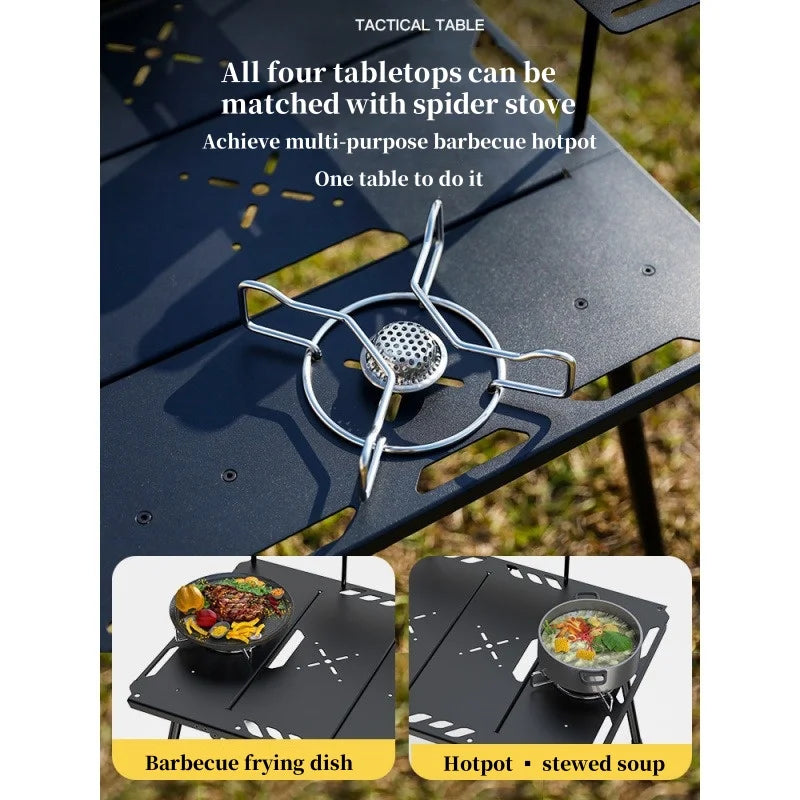 Outdoor Lightweight Folding Table Camping Hiking Travel Fishing Retractable Small Table Military Green Aluminum Alloy RuggedDesk