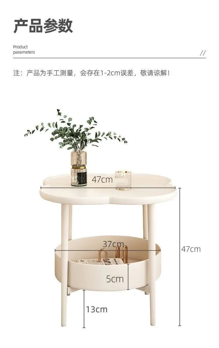 Cream Style Small Coffee Table Creative Side Table Double Layered Modern Simple Sofa Side Cabinet Table Storage rack