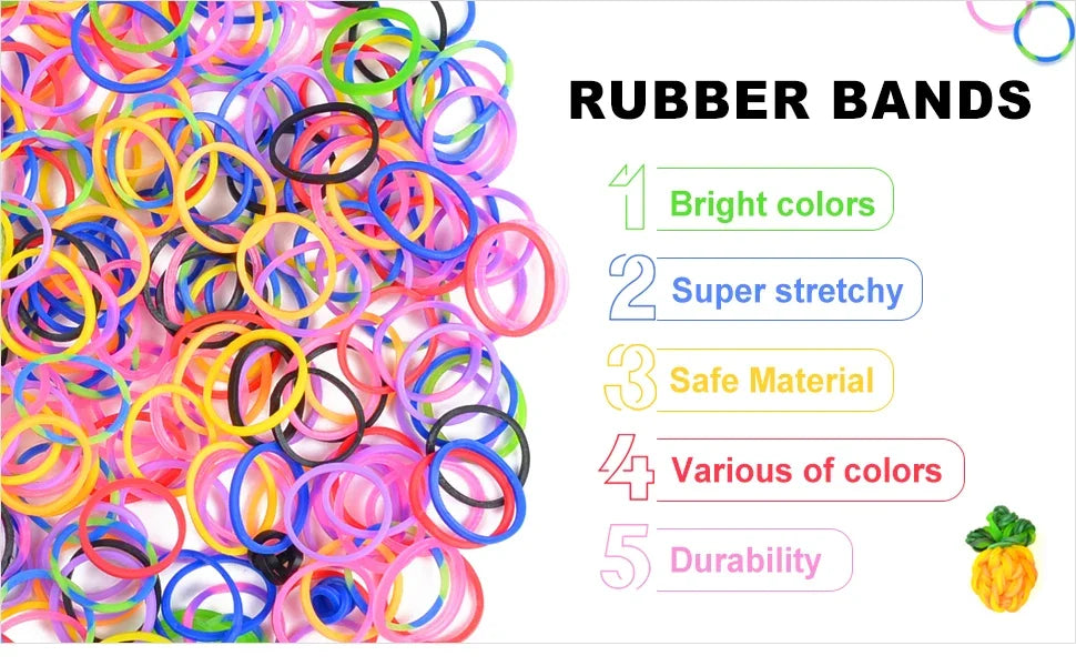 600pcs Colorful Rubber Loom Bands Refill Kit for Boy Girl DIY Craft Gift Set  Rubber Band Loom Make Bracelet Children's Toys