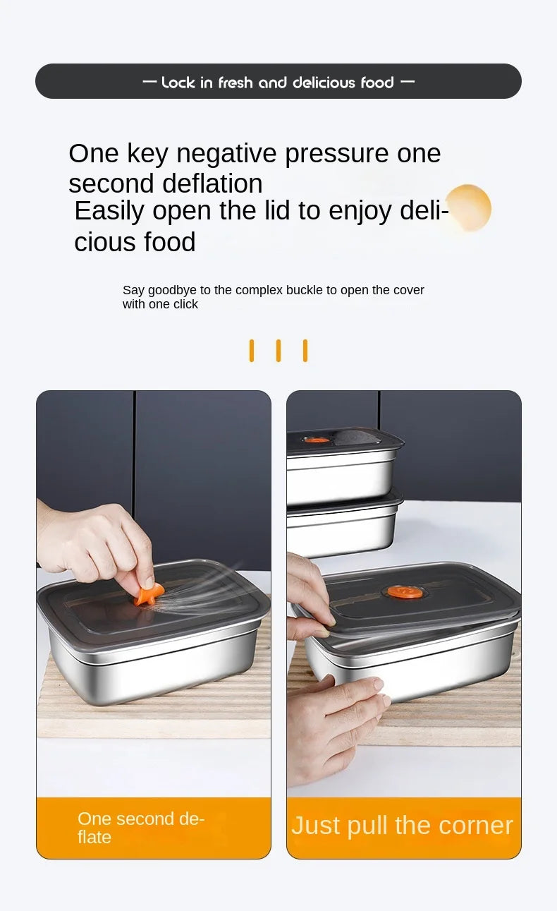 304 Stainless Steel Crisper, Lunch Box, Sealed Leak-proof Bento Box, Refrigerator Freezer Storage Box, Camping Lunch Box