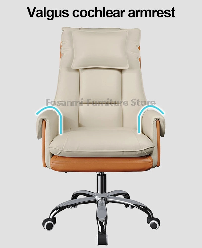 Adjustable Height Home Computer Office Chair with Soft Headrest Reclining Leather Gaming Armchair Ergonomic Swivel Desk Chairs