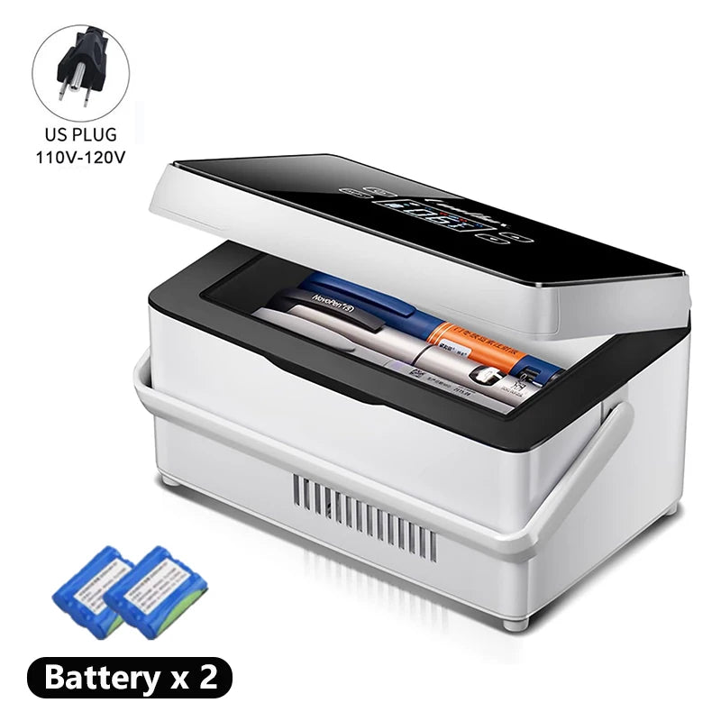 Insulin Refrigeration Box Medicine Cooler With 2 Batteries Large Capacity Car Refrigerator Suitable For Outdoor and Travel