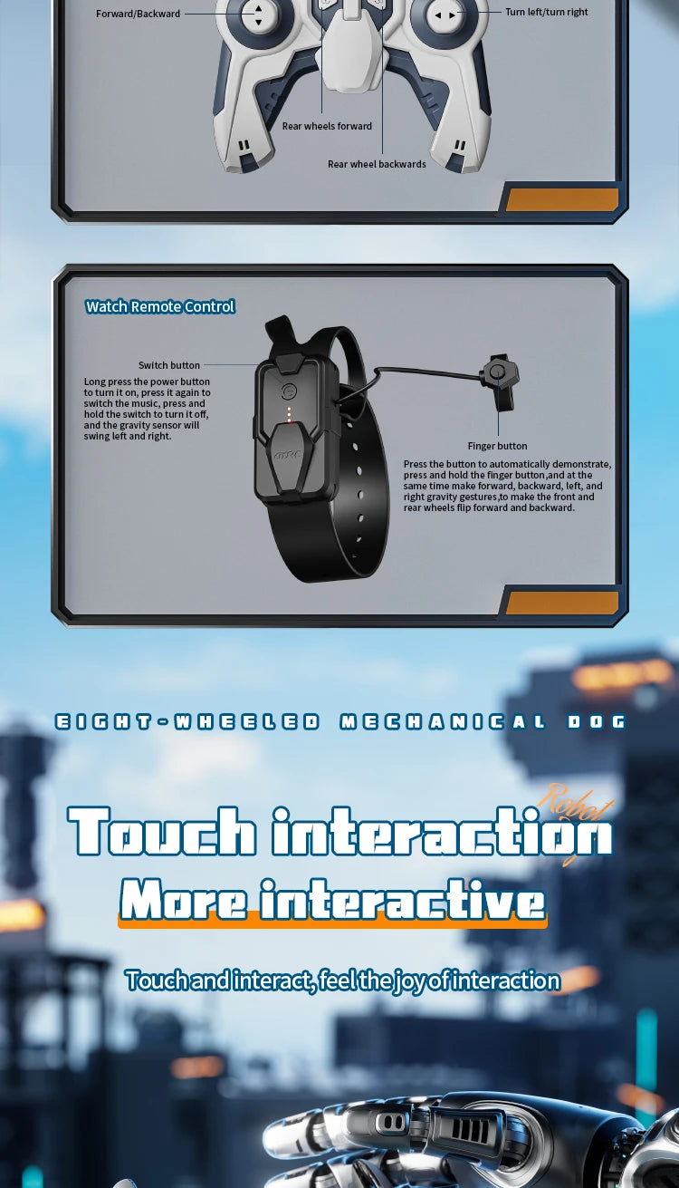 Y9 8WD RC Robot Dog Car Toy 2.4G Radio Remote Control Cars Touch-sense Music Stunt Drift Vehicle Electric Toy for Boys Kids Gift