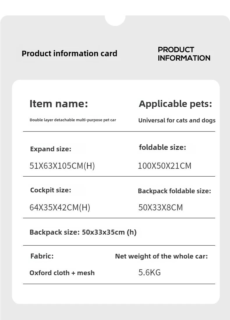 Multifunctional double-layer pet cart Lightweight and foldable pet outdoor travel stroller Ventilated and breathable dog cart