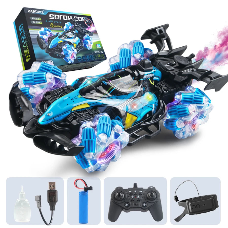 Colorful lights spray stunt racing 4WD shift 2.4G wireless gesture induction racing race remote control toy car